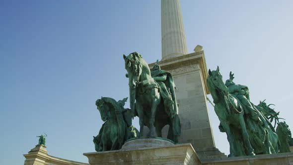 Equestrian statues at the Heroes' Square monument