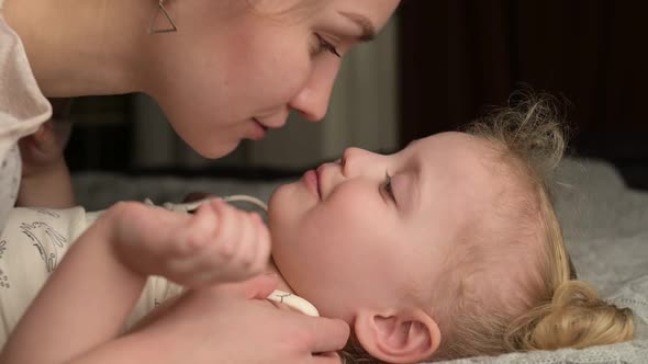 Showing love and affection from a mother to her child