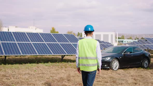 Solar Panels Farm Walking Energy Through the