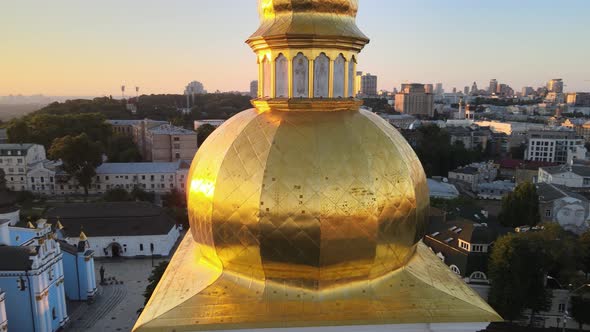 Aerial View of St. Michael's Golden-Domed Monastery in the Morning, Kyiv, Ukraine