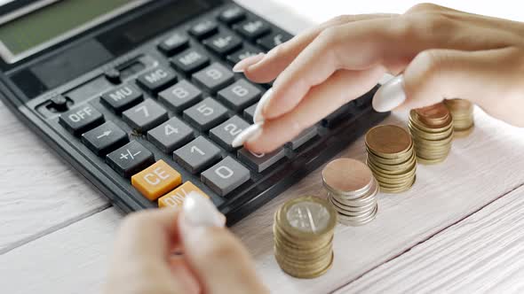 A Woman is Calculating Her Expenses for a Month