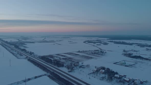 Winter Road And Field