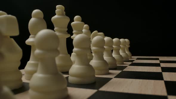 White Chess Figures in Start Position Ready to Game