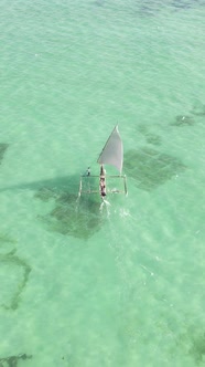 Vertical Video Boats in the Ocean Near the Coast of Zanzibar Tanzania