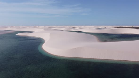 Lencois Maranhenses Maranhao. Scenic sand dunes and turquoise rainwater lakes