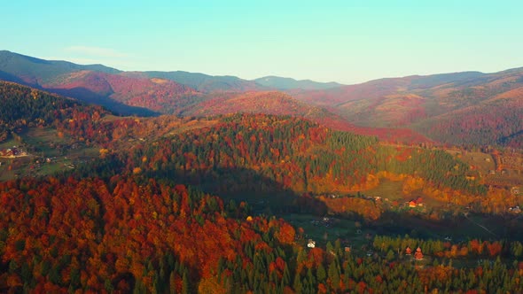 Aerial Drone Video Flying Over Carpathians Mountains, Ukraine, Europe