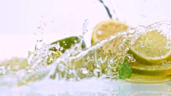 Splashing Water on Fresh Citruses Shooted with High Speed Cinema Camera at 1000 Fps