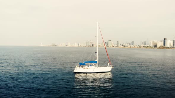 Drone shot of a yacht 4k