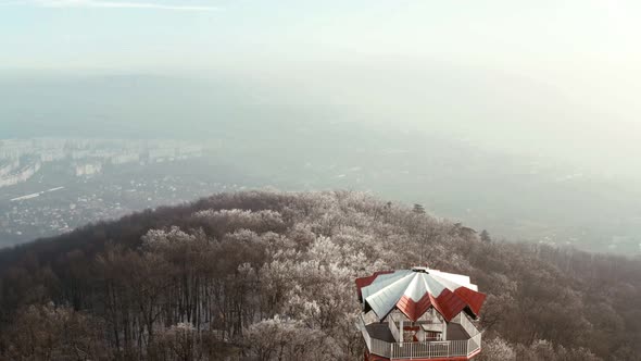 Aerial view of observation tower in Kosice, Slovakia