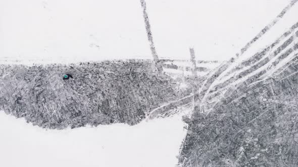 Winter fun on ice. Woman rides in figure skates 