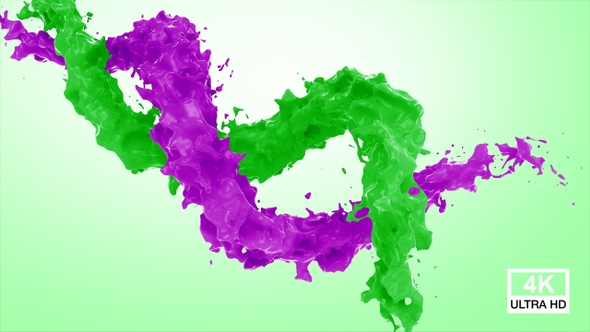 Green And Purple Paint Flow Mixed 4K