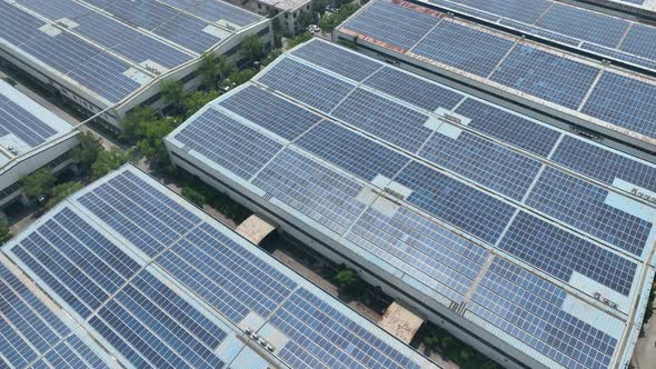 Solar power station on factory rooftop