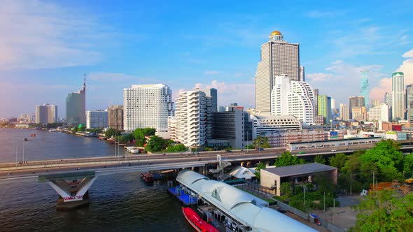 4K : Aerial drone footage of Bangkok skyline