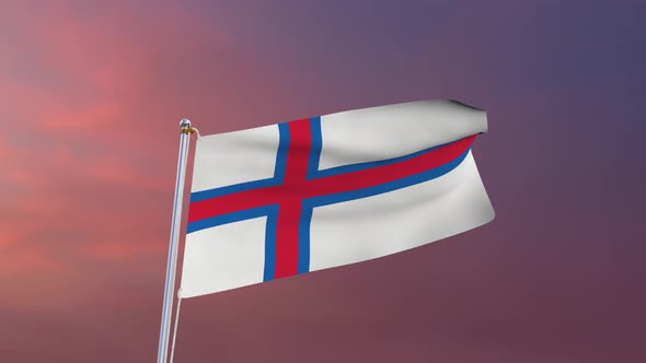 Flag Of Faroe Islands Waving 4k