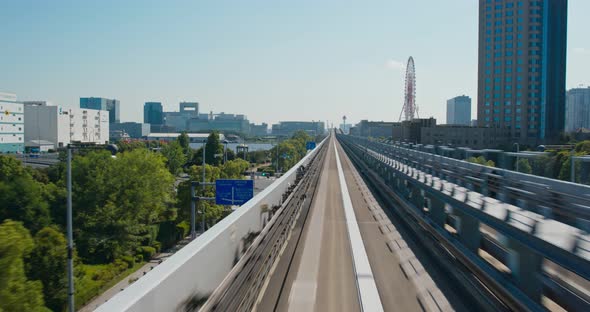 Yurikamome Transit System in Odaiba of Japan