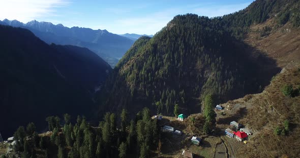 Aerial Drone Shot In Mountains