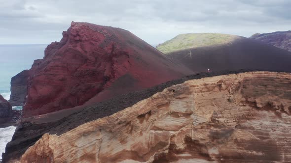 Male Traveler Exploring Capelinhos Volcano Faial Island Azores Portugal