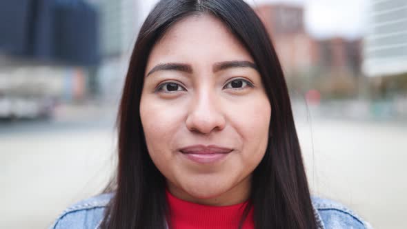 Native American Happy Girl Smiling on Camera Outdoor