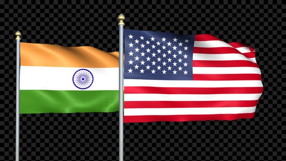 India And United States Two Countries Flags Waving