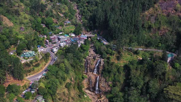 Aerial view of Ravana Water Falls, Ella, Sri Lanka