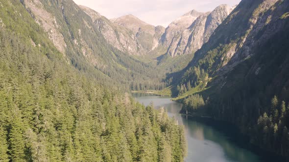 Aerial view of Medvejie Lake, Tongass National Forest, Alaska