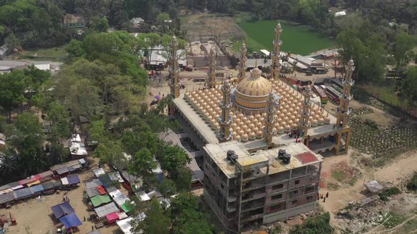 Aerial view of Gombuj Masjid mosque, Dhaka state, Bangladesh.