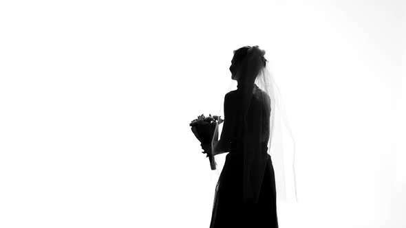 Bride Shadow Throwing Back Bouquet on Wedding Day, Marriage Ceremony, Traditions