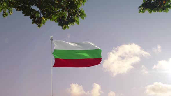 Bulgaria Flag With  Modern City 