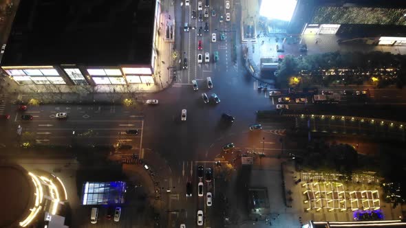 Aerial Photography Night Traffic Lights Of High Rise Buildings Near West Lake Hangzhou Zhejiang2