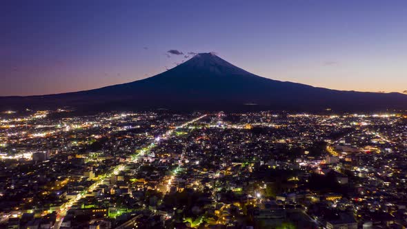 Mount Fuji on sunset at Fujiyoshida city, Yamanashi, Japan. mt. fujisan hyperlap