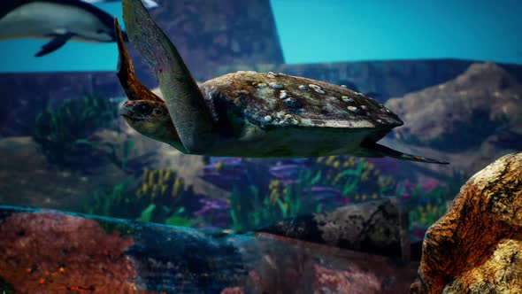 Underwater Blue Ocean turtle 2