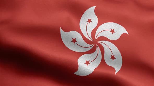 Hong Kong Flag Seamless Closeup Waving Animation