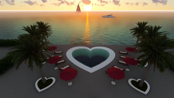 Heart Shaped Pool At Sunset alt