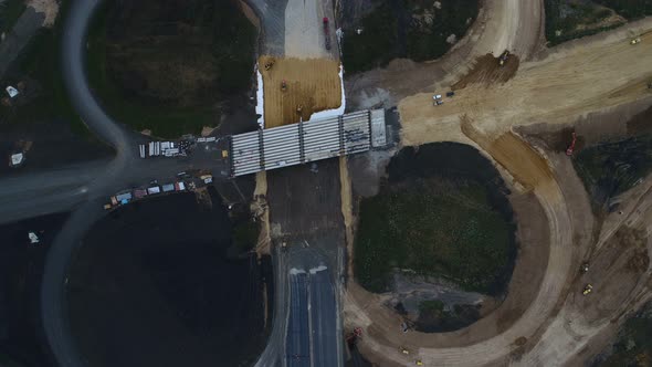 Timelapse of the Construction of the Road. Unmanned Aerial View of the Track Under Construction.