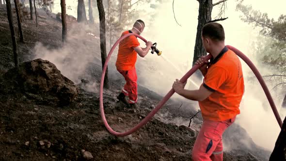 Firefighters Battle a Wildfire