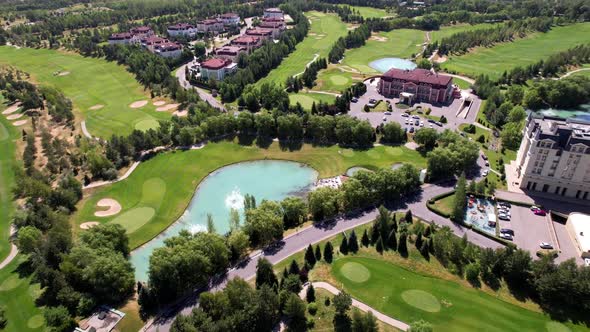 Golf Course with a View of the High Mountains