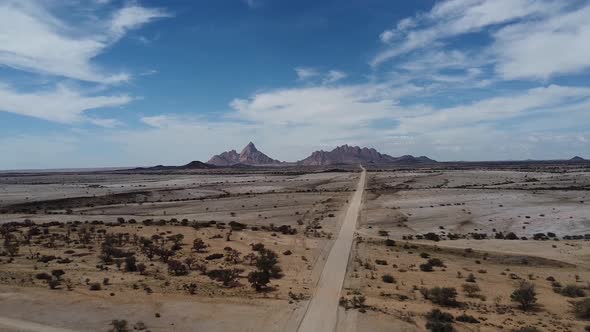 Aerial footage of the mountains and desert in Erongo region, nature of Africa