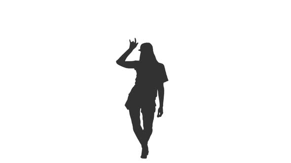 Silhouette of Young Woman Dancer in Cap alt