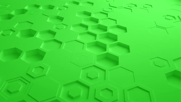 Green Abstract Hexagon Geometric Surface Seamless Loop UHD