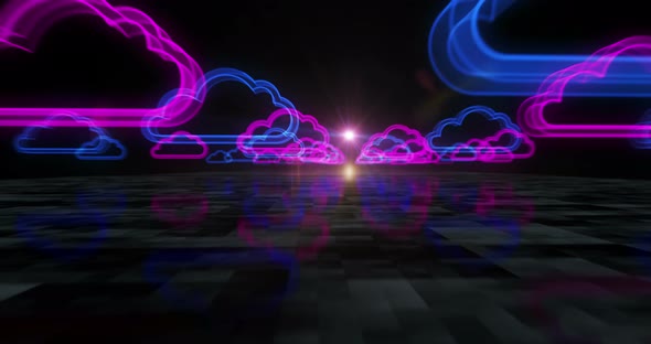 Cloud computing and online storage symbols loop cyber concept alt