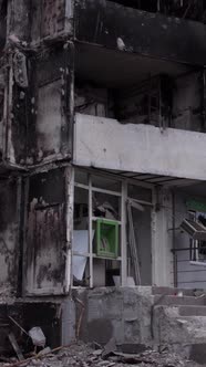 Vertical Video of War in Ukraine  Destroyed House