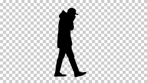 Silhouette man walking, Alpha Channel