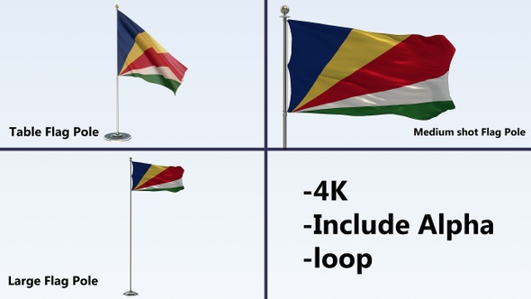 Seychelles Flag Pole Pack 4k-Loop