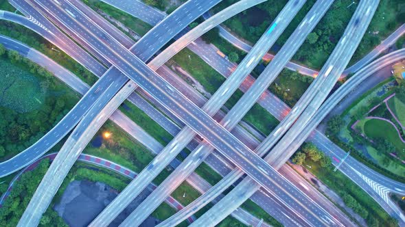 Stunning Aerial view drone shot above interchange