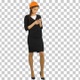 Beautiful female engineer in hardhat using, Alpha Channel - VideoHive Item for Sale