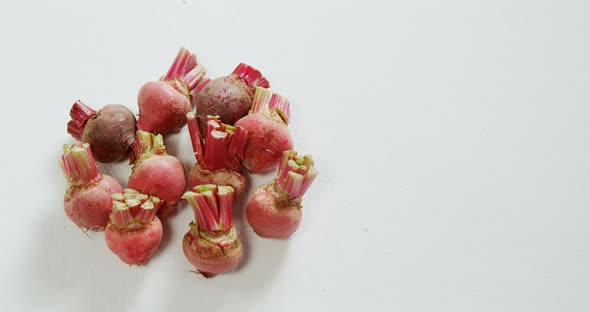 Turnip and beetroot arranged on white background 4K 4k