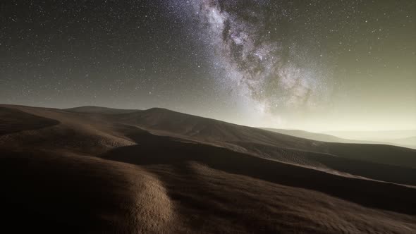 Amazing Milky Way Over the Dunes Erg Chebbi in the Sahara Desert