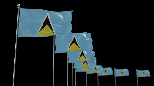 Saint Lucia Row Of Flags Animation Include Alpha Channel alt
