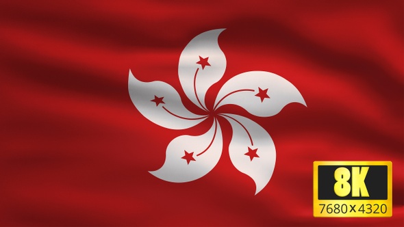 8K Hong Kong Windy Flag Background