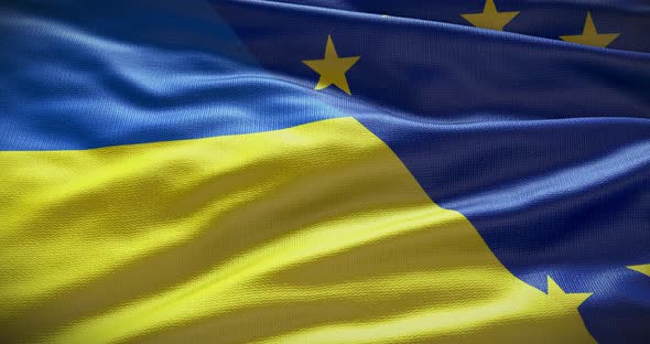 Ukraine and EU waving flag loop